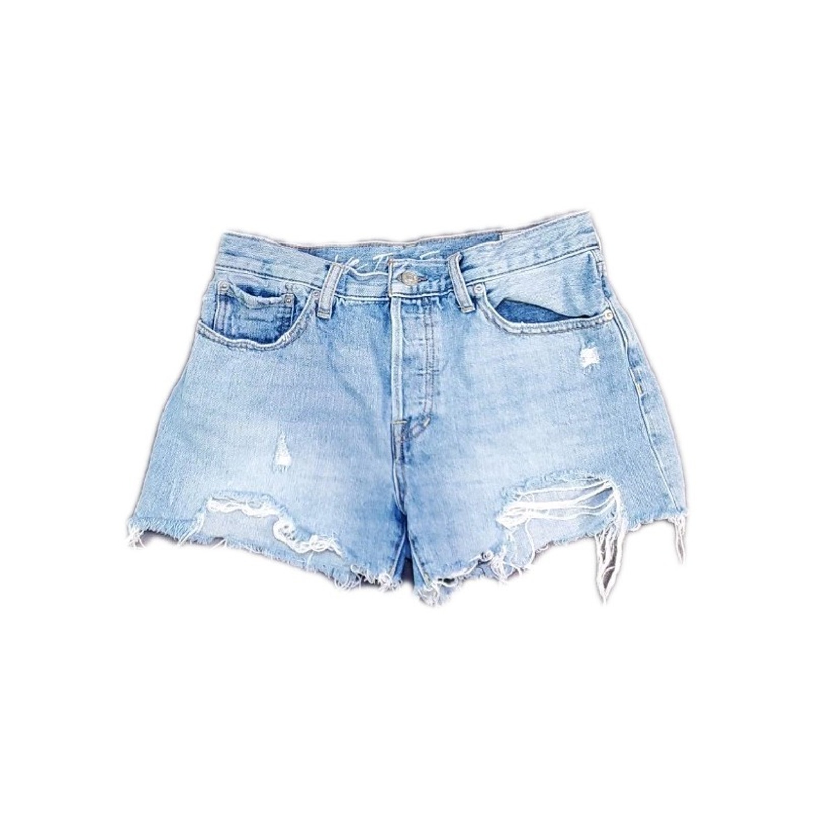 We The Free People Shorts Womens 28 Blue High Rise Button Fly Hot Pants Denim 30